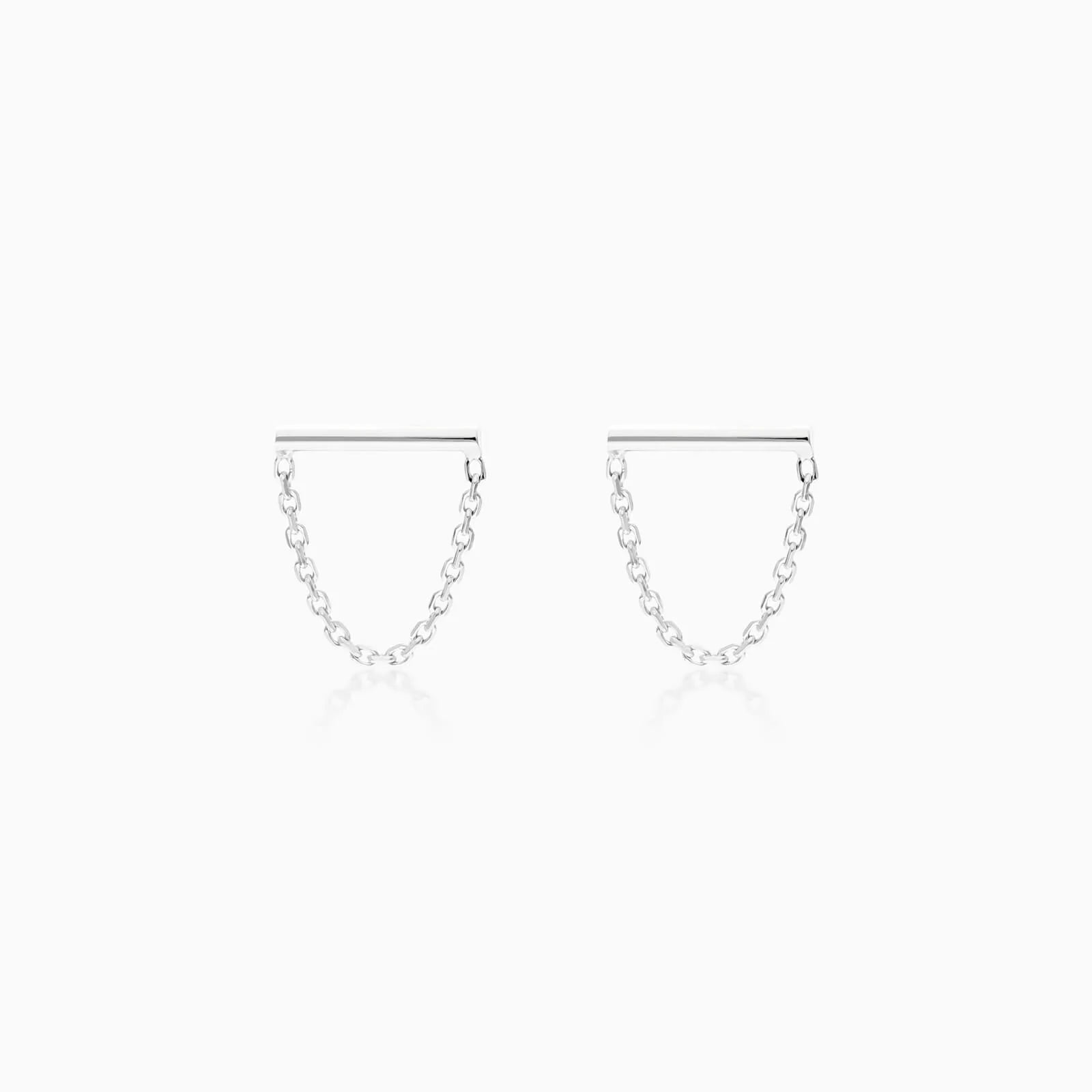 Brinco Barra Feminino em Ouro Branco 18k de Luxo
