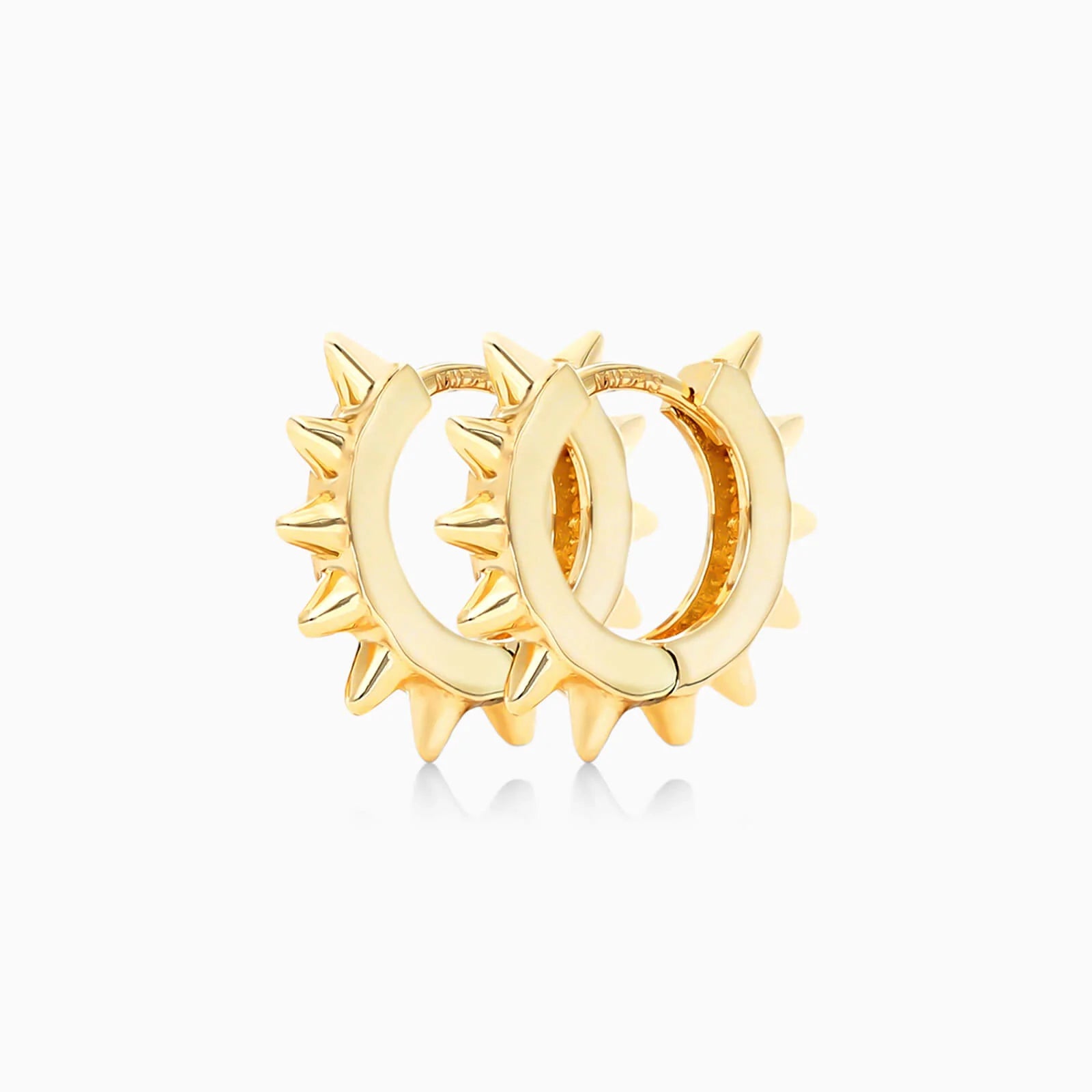 Brinco De Argolas Huggie C/ Triangulos em Ouro 18k Amarelo