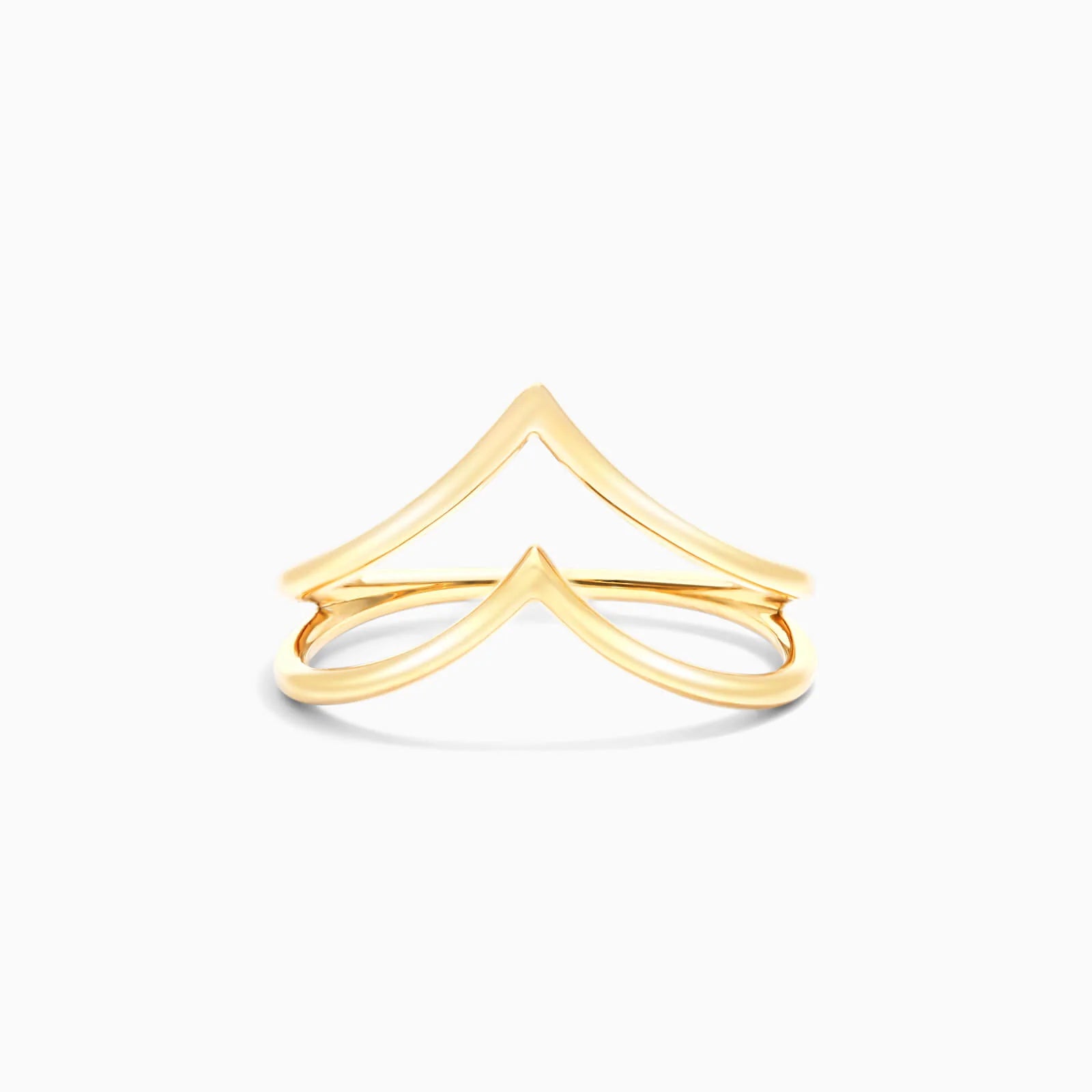 Anel De Ouro Amarelo 18k Fios Duplo Em V