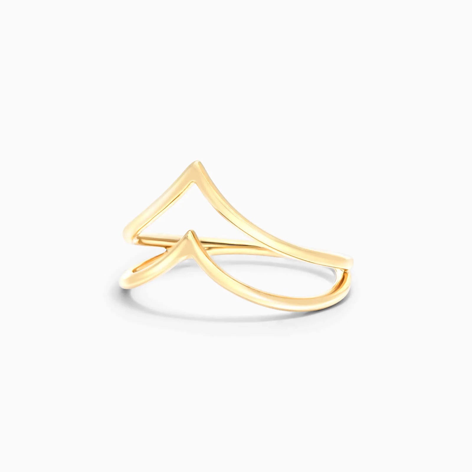 Anel De Ouro Amarelo 18k Fios Duplo Em V