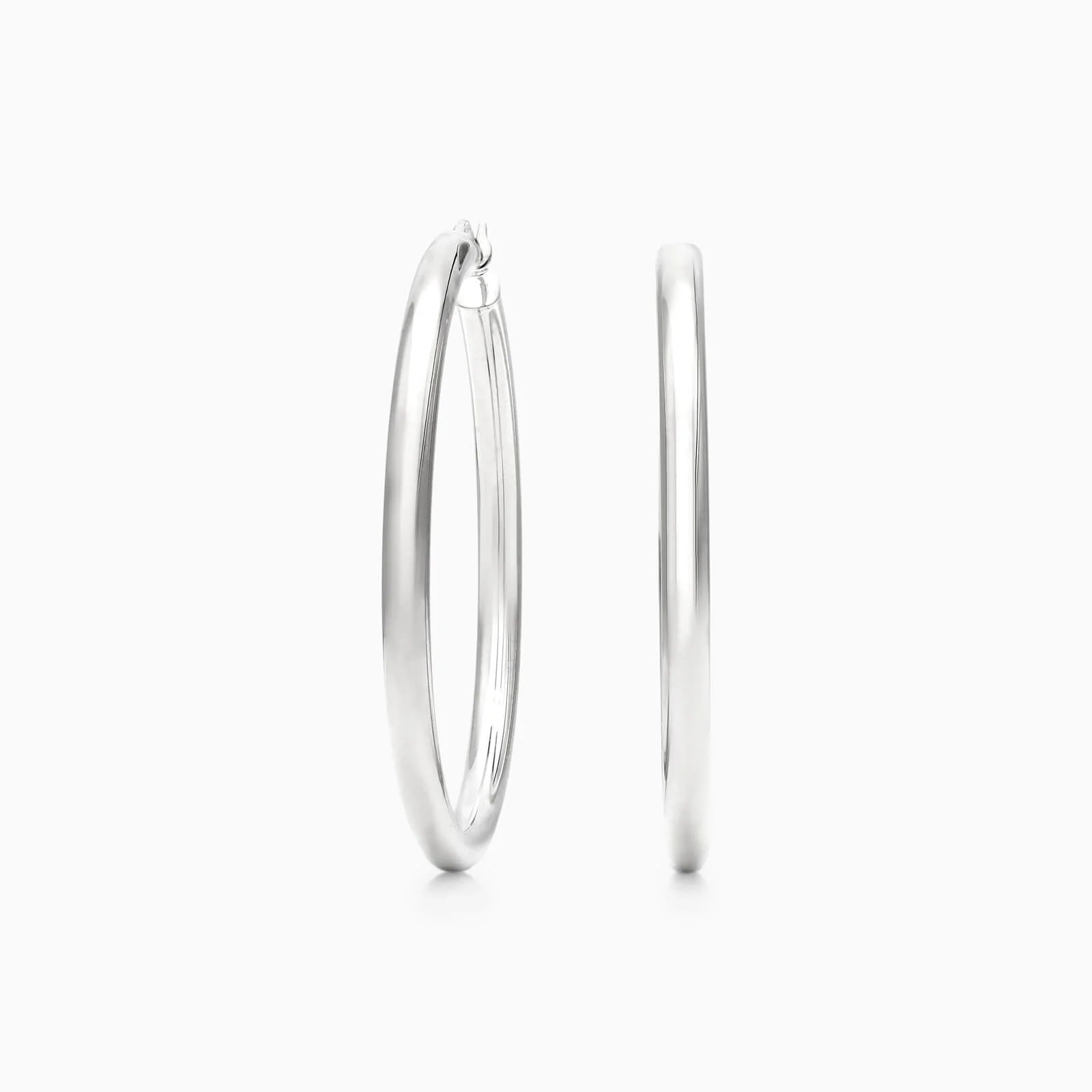 Brinco De Ouro 18k Argola De Luxo Padrao Tubo 4cm