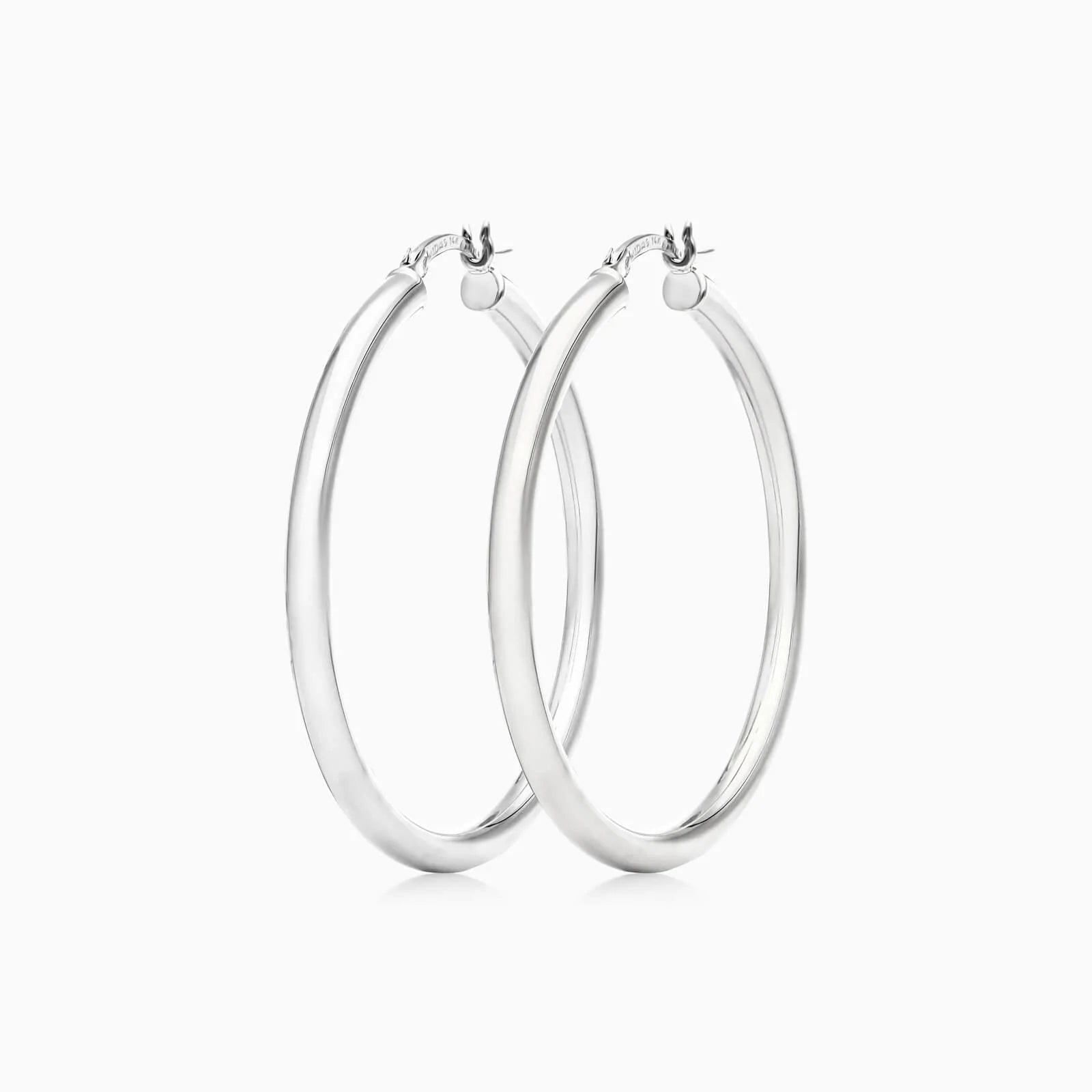Brinco De Ouro 18k Argola De Luxo Padrao Tubo 4cm