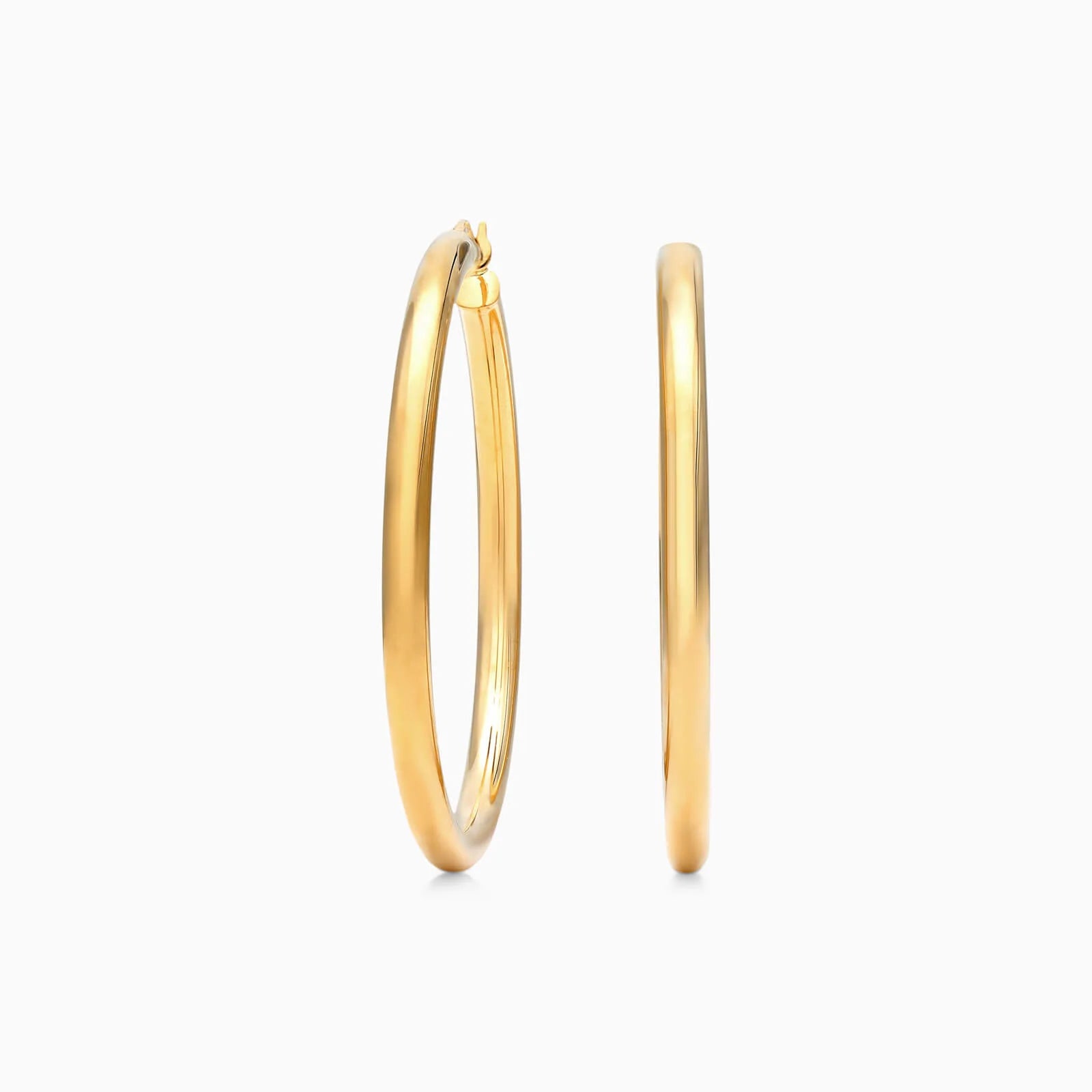 Brinco De Ouro 18k Argola De Luxo Padrao Tubo 4cm