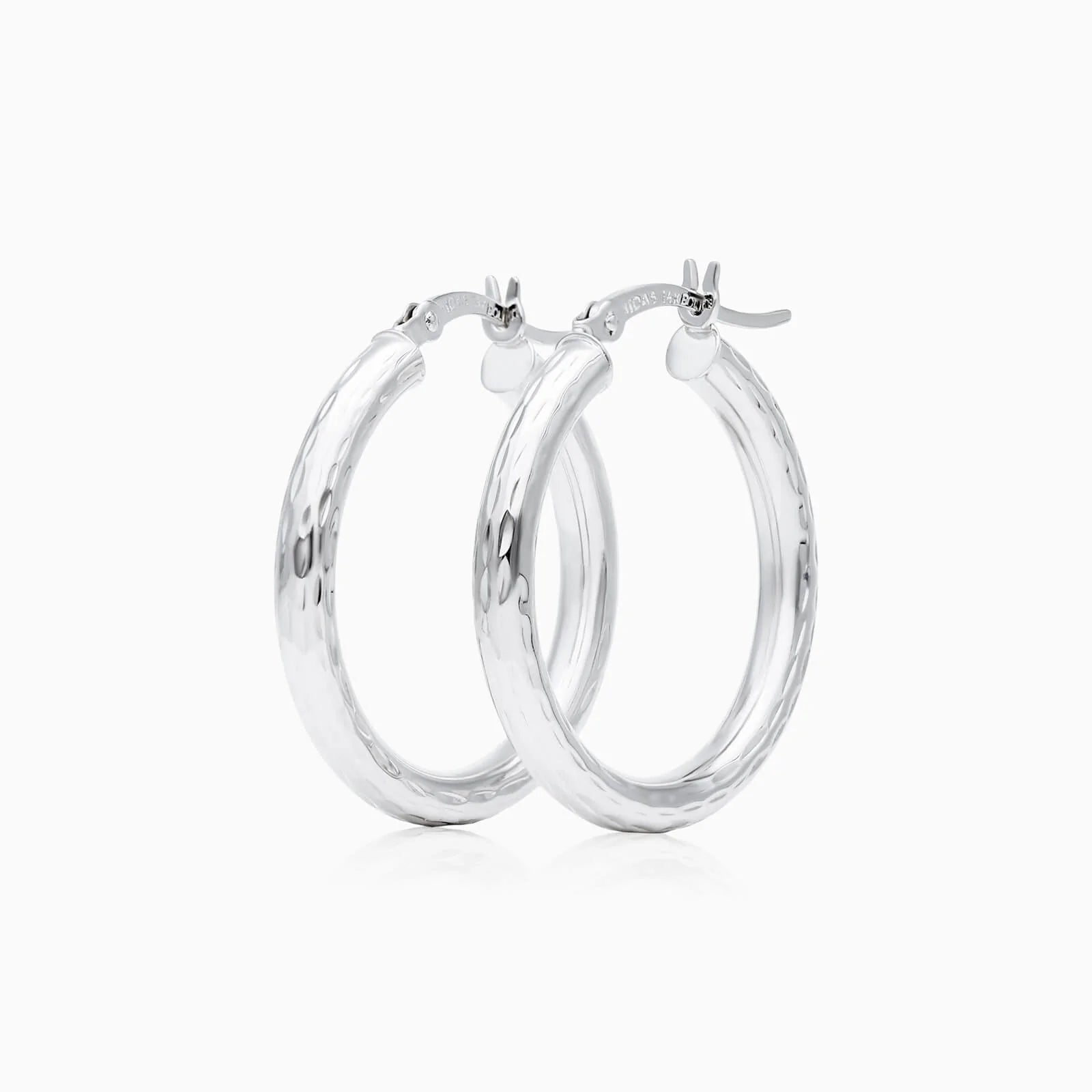 Brinco de Ouro Branco 18k Feminino De Argola 2,5cm