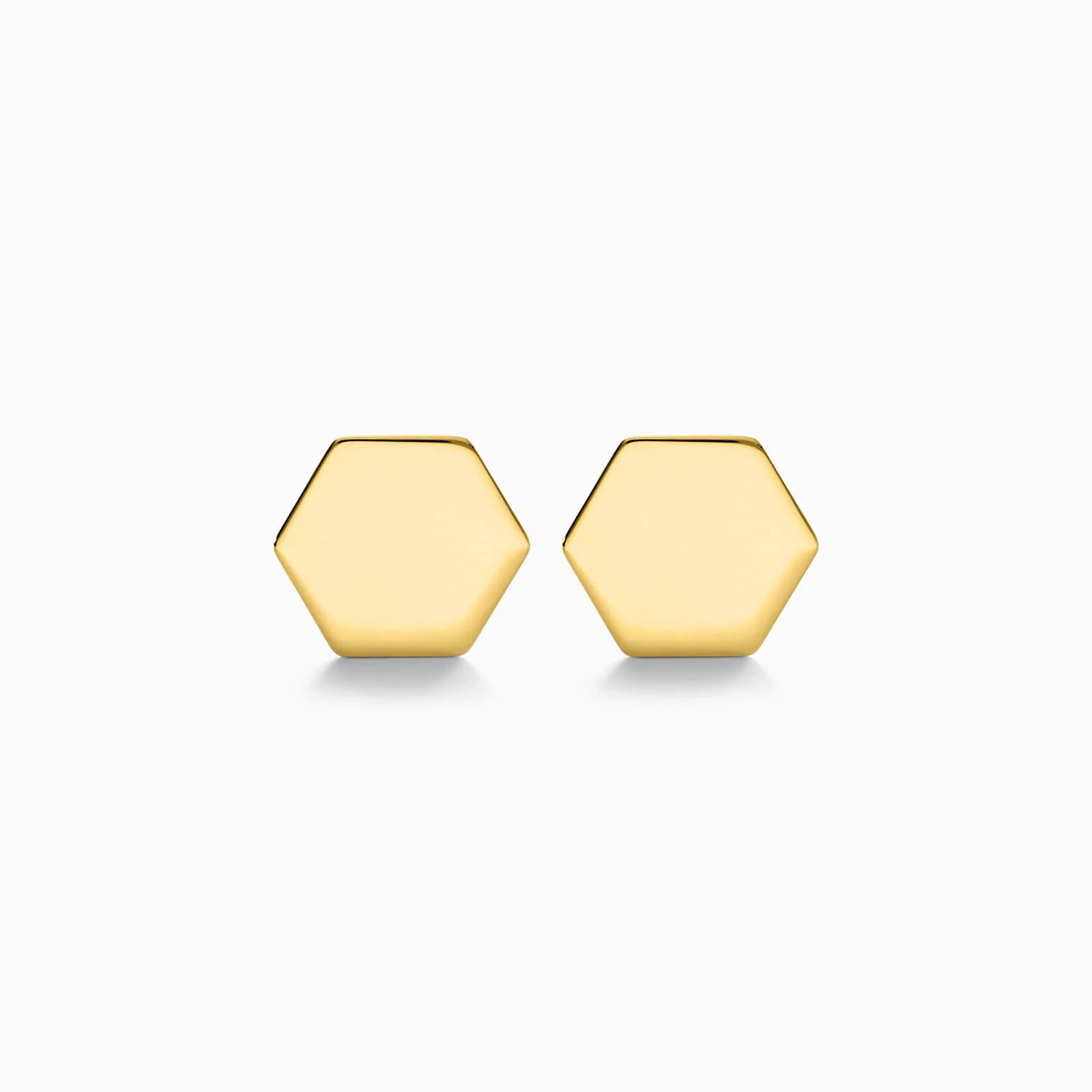 Brinco De Ouro 18k Polido Hexagonal Luxo