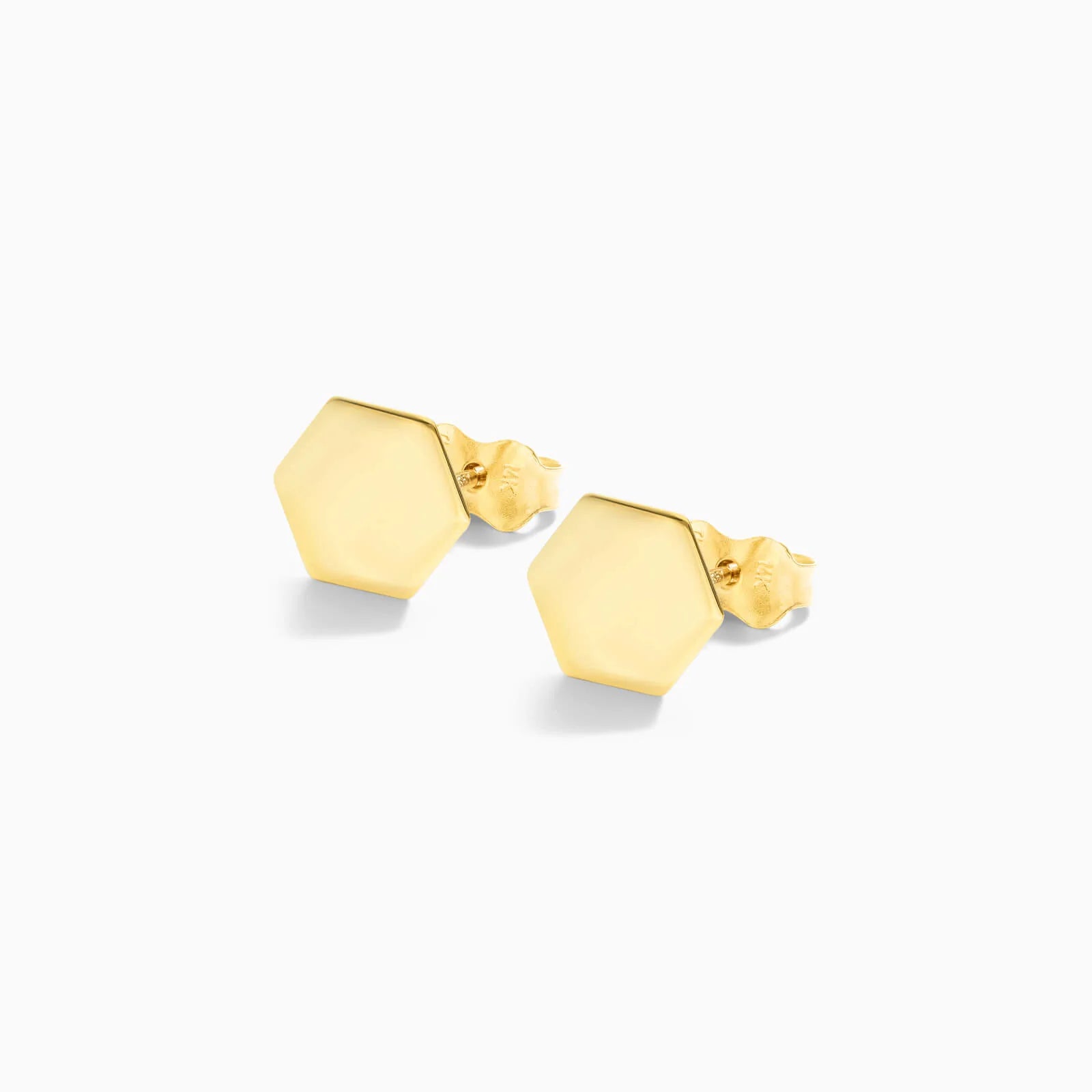 Brinco De Ouro 18k Polido Hexagonal Luxo