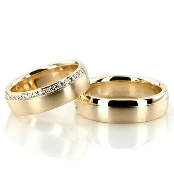 Alianças de casamento noivado ouro 18k diamantes 5mm Milenia