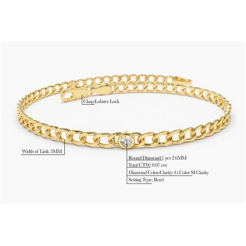 Pulseira de ouro Feminina De Ouro 18k 1 Diamante Bezel