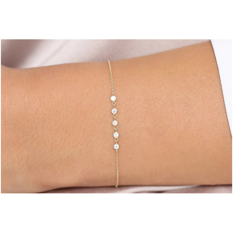 Pulseira Feminina Ouro 18k Riviera Bracelete Diamantes Luxo