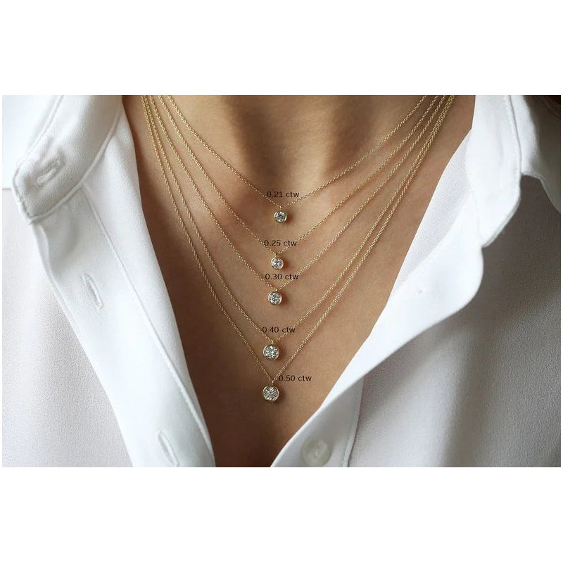 Colar Corrente Feminina Ouro18k Solitario Diamante Luxo 12pt