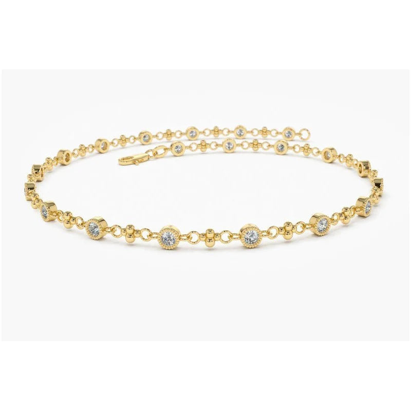 Pulseira Riviera Feminina De Ouro 18k Diamantes Brilhantes