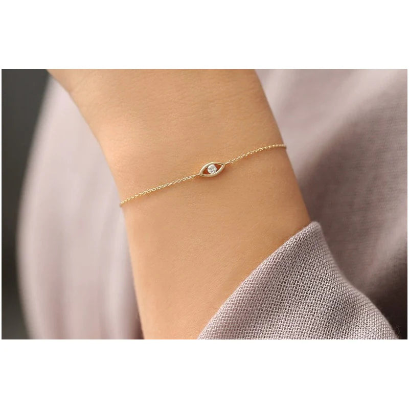 Pulseira Feminina De Ouro 18k Diamante olho grego