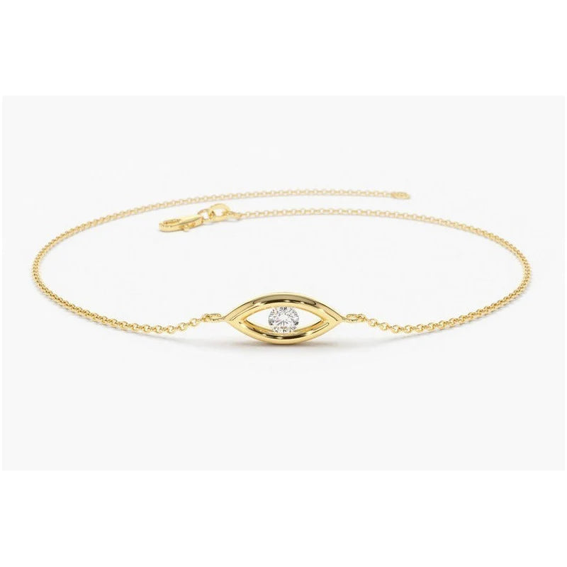 Pulseira Feminina De Ouro 18k Diamante olho grego