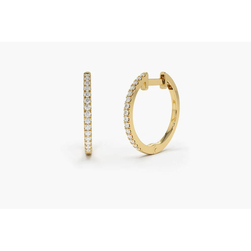 Brinco De Diamantes Ouro Feminino Solitario Argola Luxo