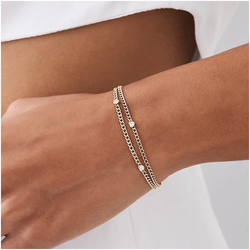 Pulseira feminina de ouro 1 Diamante Solitario Luxo
