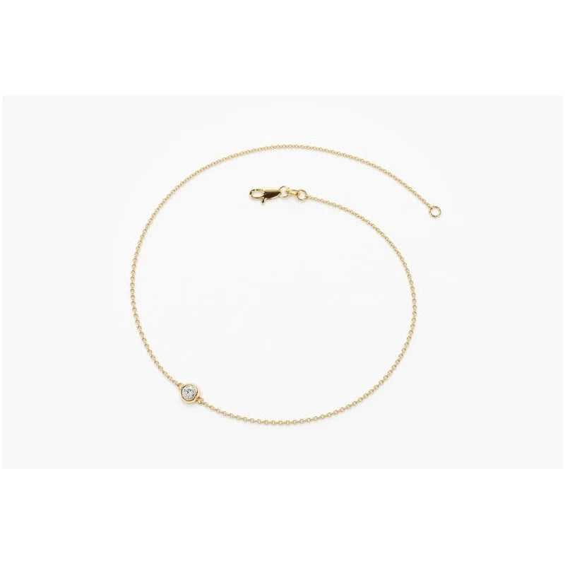 Pulseira De Ouro 18k Feminina Diamante Solitario