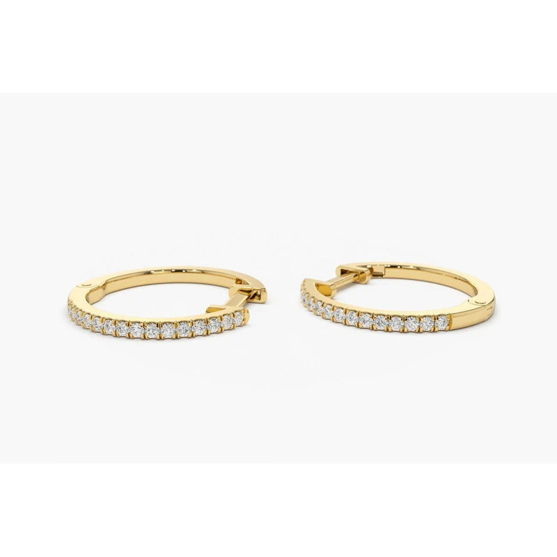 Brinco De Diamantes Ouro Feminino Solitario Argola Luxo