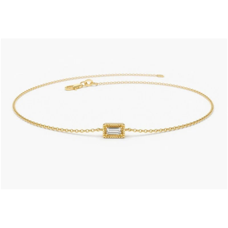Pulseira Feminina De Ouro 18k Minimalista Diamante