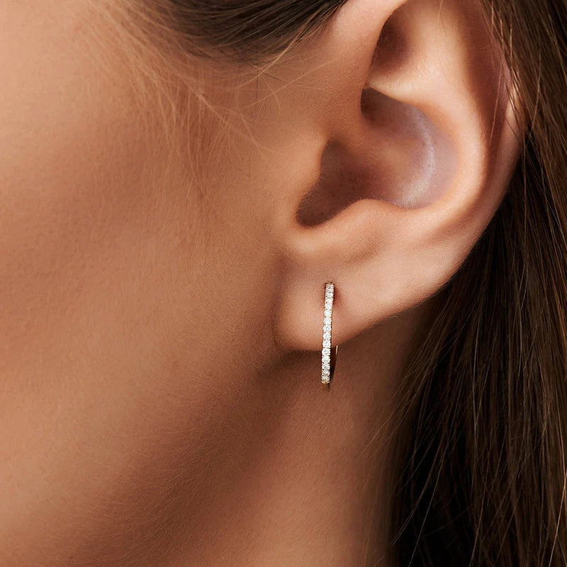 Brinco De Diamantes Ouro Feminino Solitario Argola Luxo