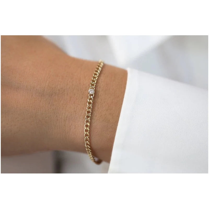Pulseira de ouro Feminina De Ouro 18k 1 Diamante Bezel