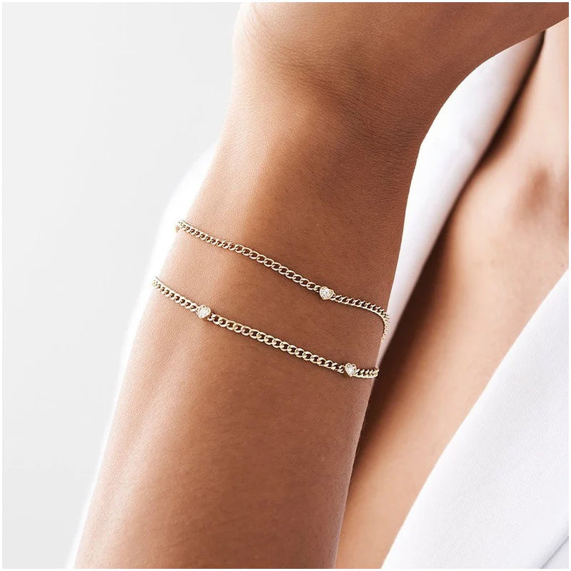 Pulseira feminina de ouro 1 Diamante Solitario Luxo