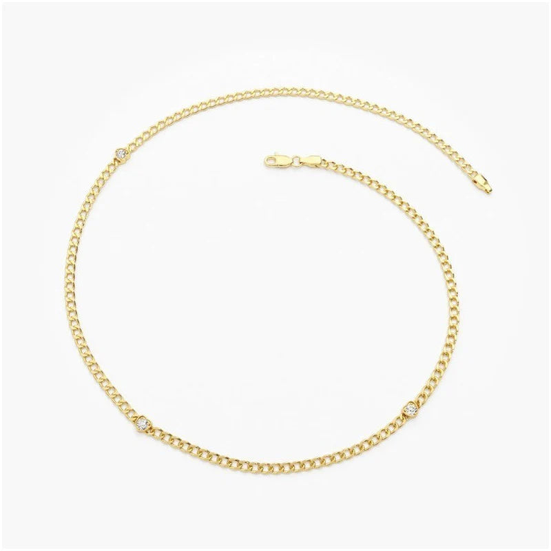 Pulseira feminina de ouro 1 Diamante Solitario Luxo