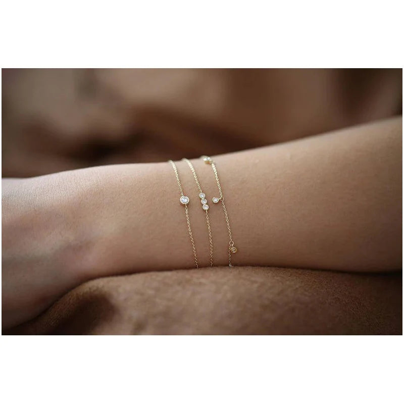 Pulseira De Ouro 18k Feminina Diamante Solitario