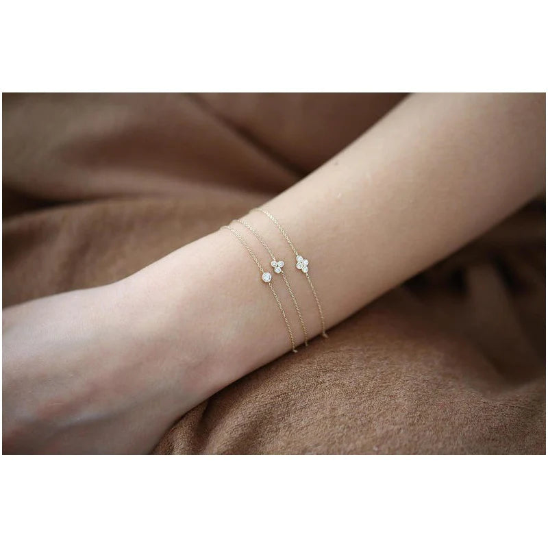 Pulseira De Ouro 18k Feminina Diamante Solitario