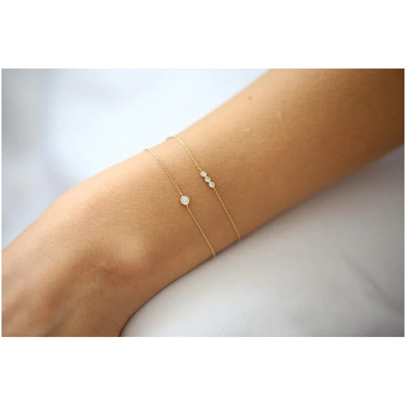 Pulseira De Ouro 18k Feminina Diamante Solitario