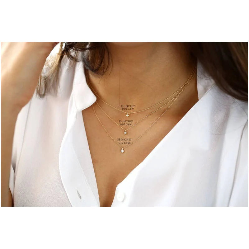Colar Corrente Feminina Ouro18k Solitario Diamante Luxo 12pt