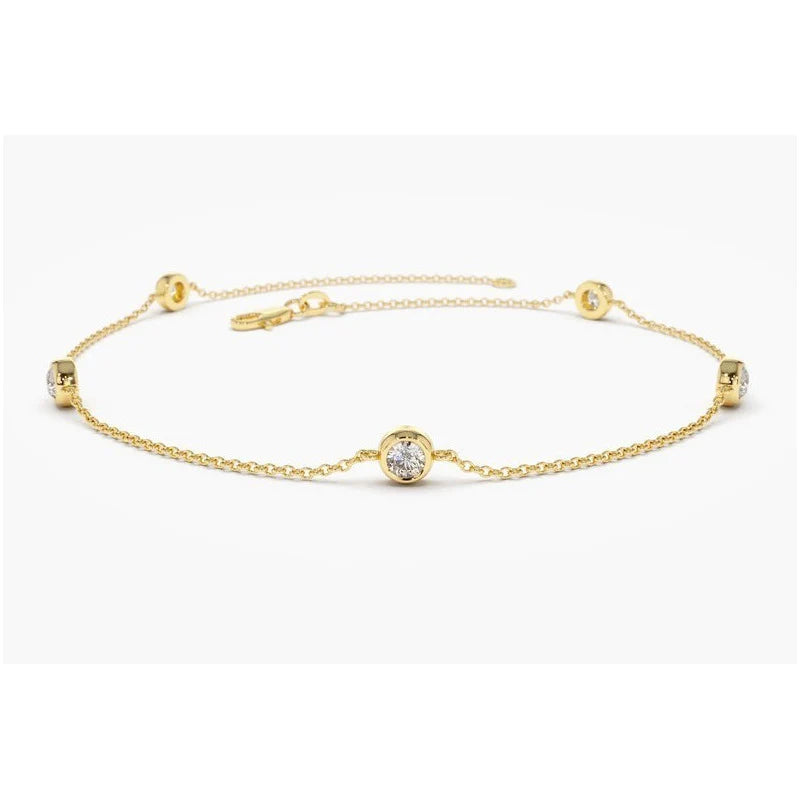 Pulseira Feminina De Ouro 18k 3 Diamantes
