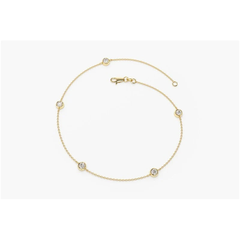 Pulseira Feminina De Ouro 18k 3 Diamantes