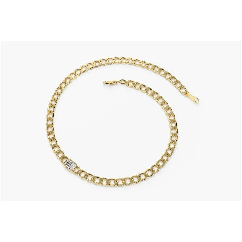 Pulseira Feminina de ouro 18k Elos 1 Diamante Quadrado