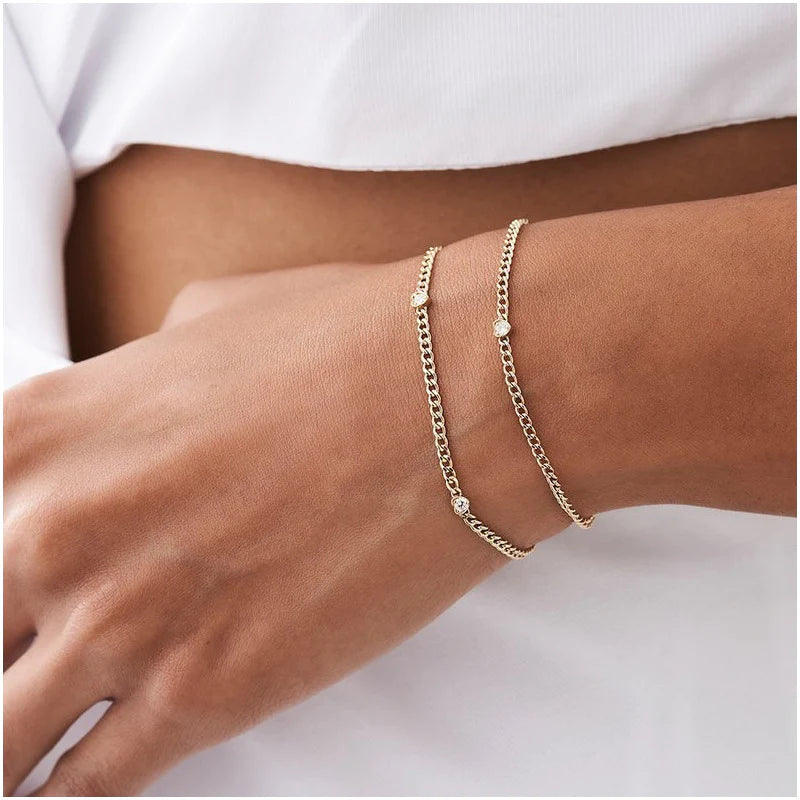Pulseira feminina de ouro 1 Diamante Solitario Luxo