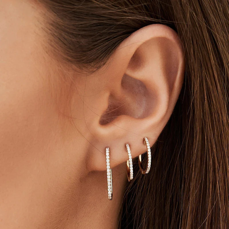 Brinco De Diamantes Ouro Feminino Solitario Argola Luxo