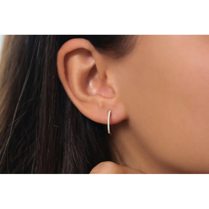 Brinco De Diamantes Ouro Feminino Solitario Argola Luxo