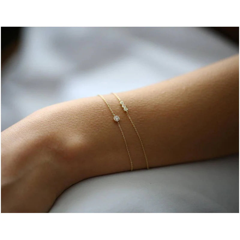 Pulseira De Ouro 18k Feminina Diamante Solitario