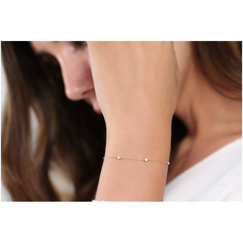 Pulseira de ouro feminina Bracelete Diamantes Luxo