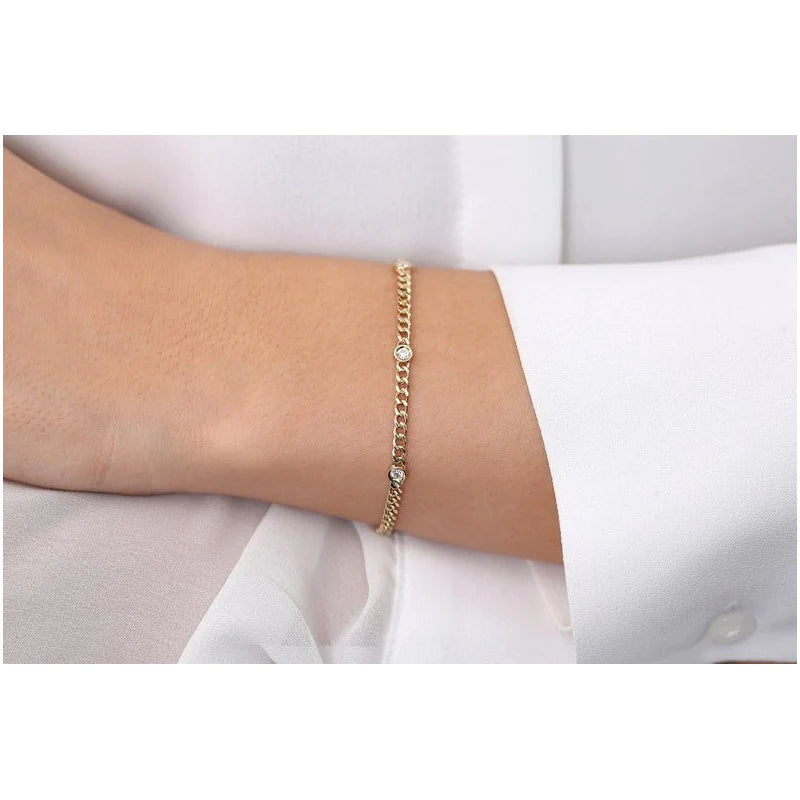 Pulseira de ouro Feminina De Ouro 18k 1 Diamante Bezel