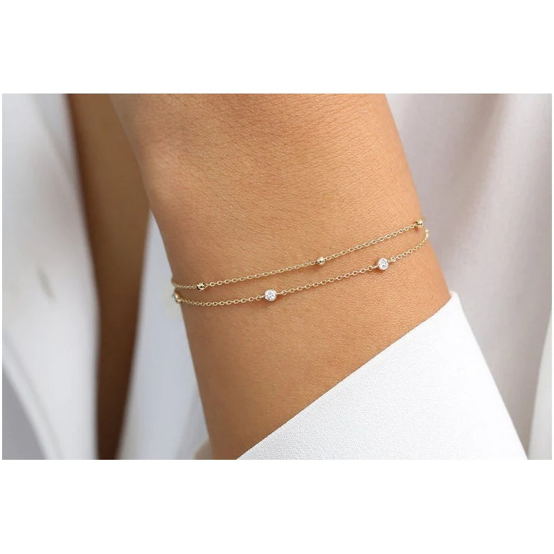 Pulseira de ouro feminina Bracelete Diamantes Luxo