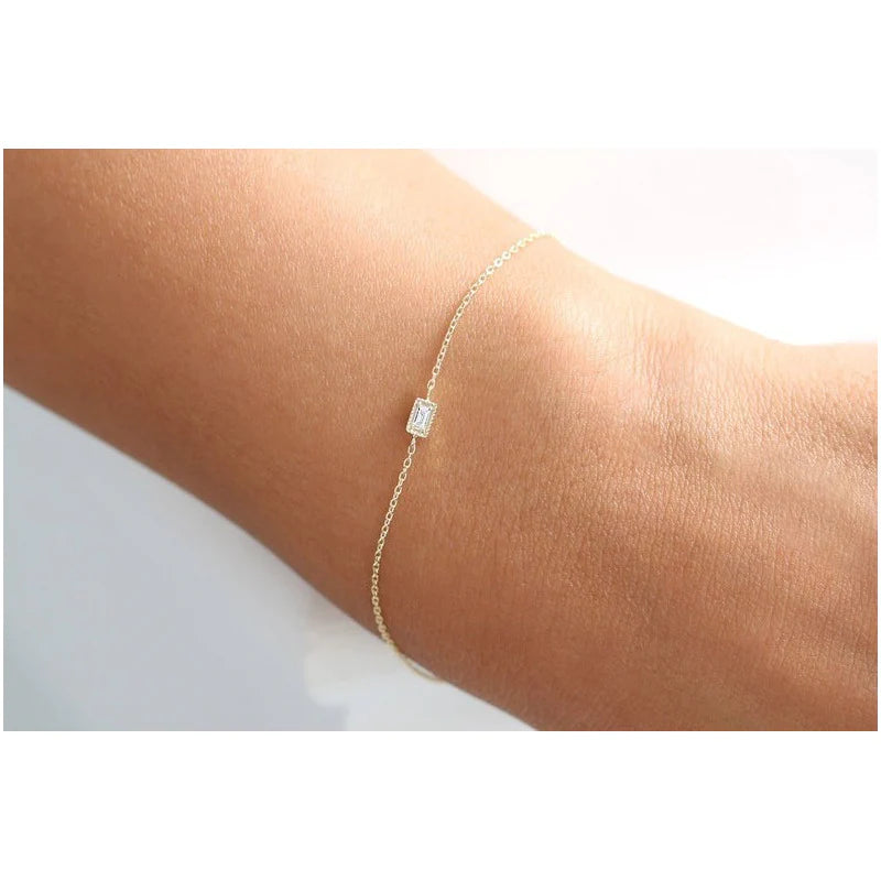 Pulseira Feminina De Ouro 18k Minimalista Diamante