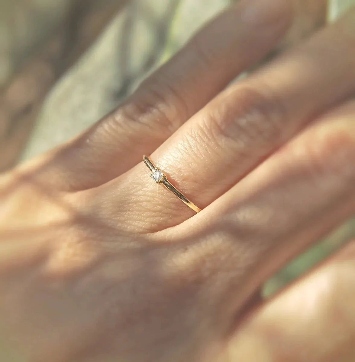 Anel de Noivado Solitario De Diamante Ouro 18k Minimalista