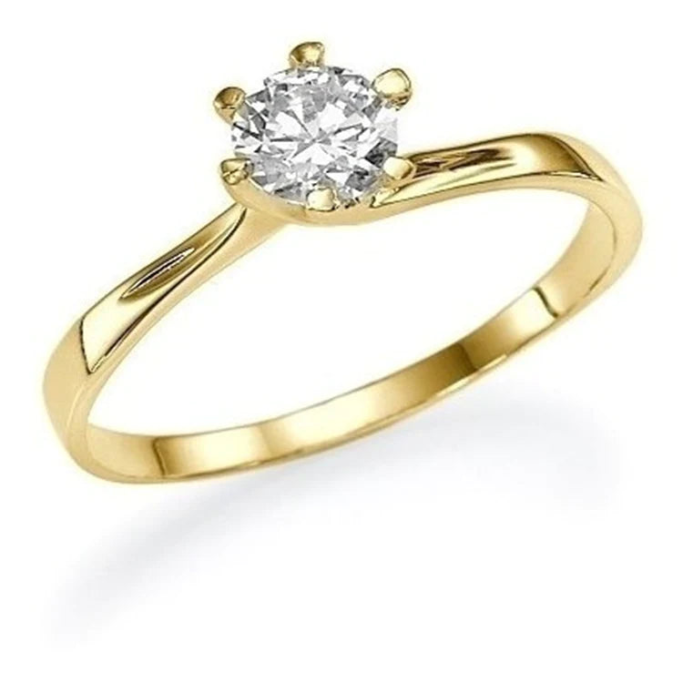 Anel de Noivado Solitario De Diamante Ouro 18k Nery
