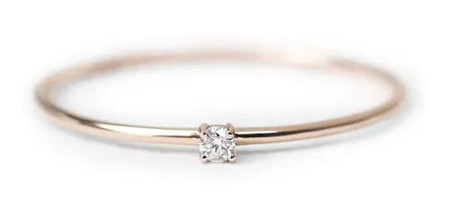 Anel de Noivado Solitario De Diamante Ouro 18k Minimalista