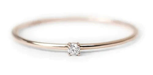 Anel de Noivado Solitario De Diamante Ouro 18k Minimalista