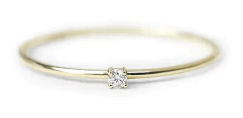 Anel de Noivado Solitario De Diamante Ouro 18k Minimalista