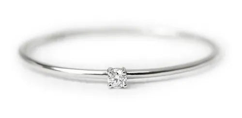 Anel de Noivado Solitario De Diamante Ouro 18k Minimalista