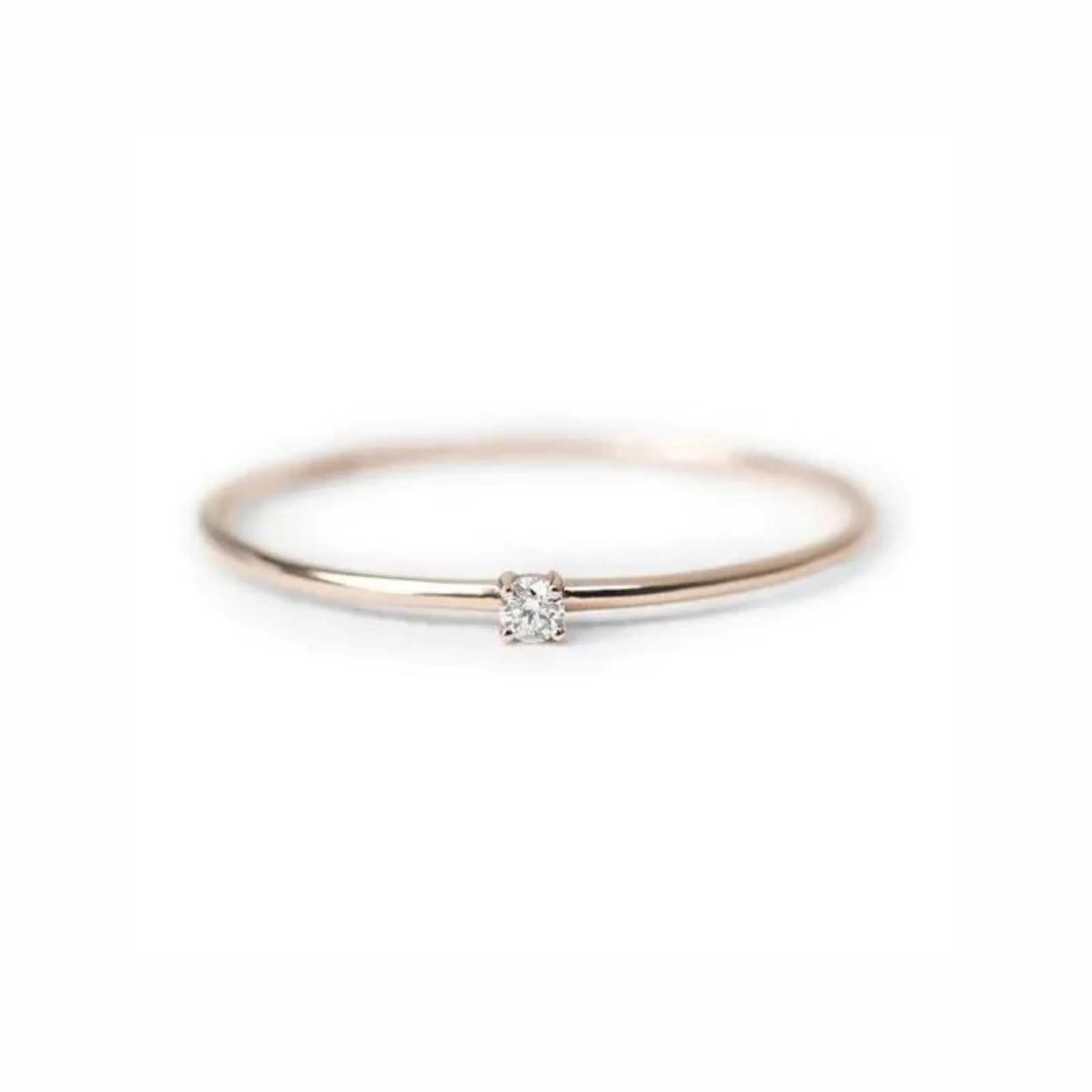 Anel de Noivado Solitario De Diamante Ouro 18k Minimalista