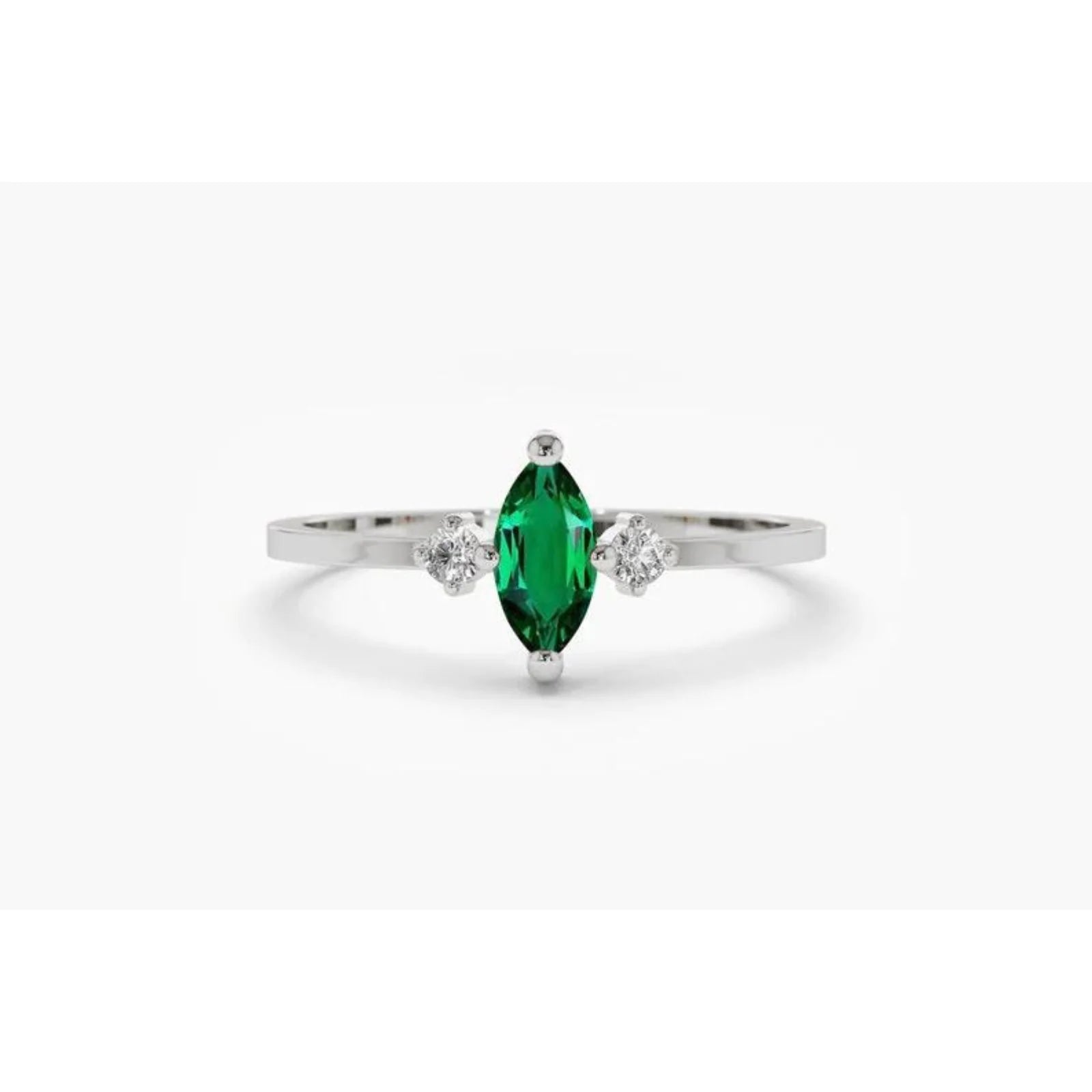 Anel De Noivado Em Ouro 18k Esmeralda Solitario E Diamantes Brilhantes