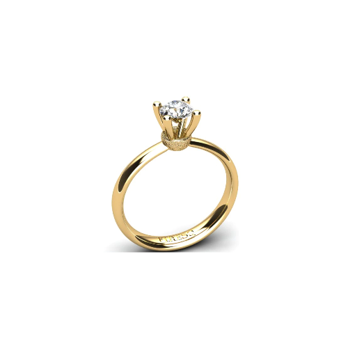 Anel de Noivado Solitario Diamantes Brilhante Ouro Amarelo Libby